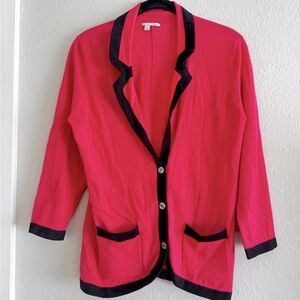 Halogen Hot Pink and Black Knit Stretch Blazer Sweater 3/4 Sleeve sz M